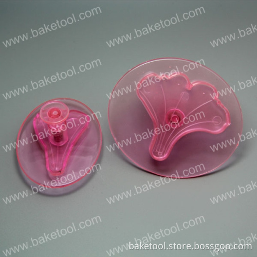 Plastic 2pcs Surfinia Cake Fondant Plunger Cutter Cookie Cutter Mold Set in Transparent Pink